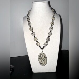 Dalmatian Jasper Black Spinal Necklace